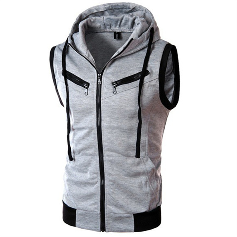 Vintage Zip Hoodie - Gilet senza maniche con cappuccio da