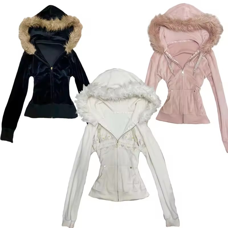 Vintage Zip Hoodie - Giacca con Cappuccio da Donna, Felpa