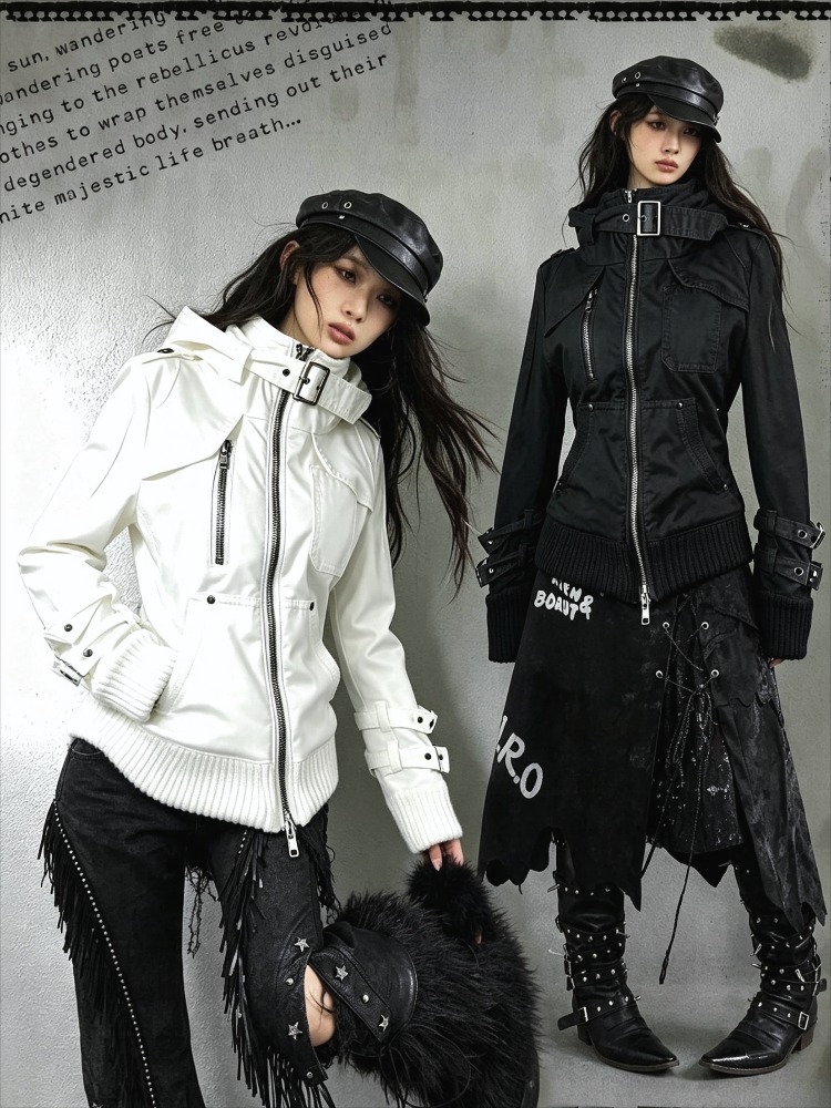 Vintage Zip Hoodie - Felpa con Cappuccio e Colletto Alto