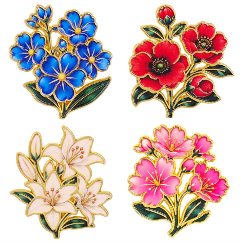 Vintage Item - Spilla smaltata floreale vintage colorata e